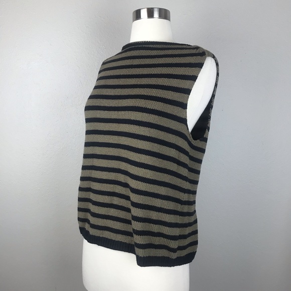 Vince Striped Cotton Cropped Shell Sweater - Picture 4 of 8